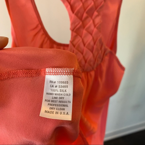 Akiko Silk Peach/Salmon Tank Top, Small - Picture 2 of 5